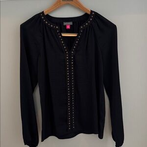 Vince Camuto Black Long Sleeve Studded Blouse
